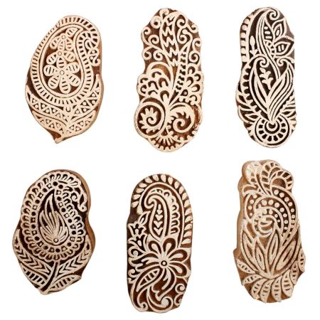 Set of 6 Piece New Mix Wooden Printing Block